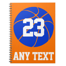 カスタム色名ナンバーブルーバスケットボールスクール ノートブック