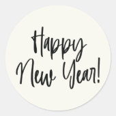 カスタム色手描き台本ハッピーニューイヤー ラウンドシール (正面)