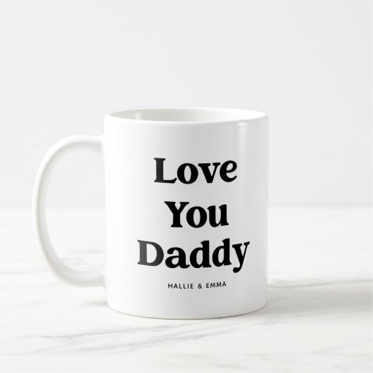 カスタム色文字 Love you Daddy with Photo コーヒーマグカップ (左)