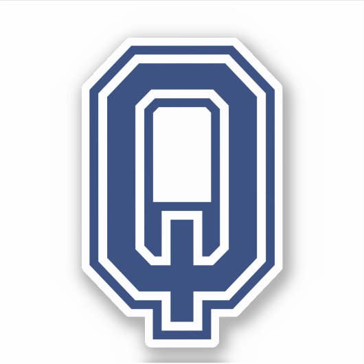 カスタム色文字Qスポーティ大学フォントアルファベット シール (正面)