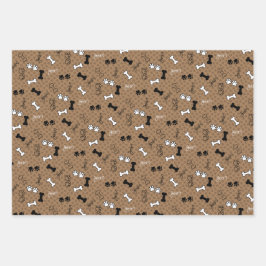 カスタム色、犬プリント包装紙シートセット ラッピングペーパーシート
