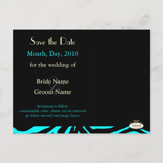 カスタム色!!Zebra日付写真を保存 案内ポストカード (裏面)