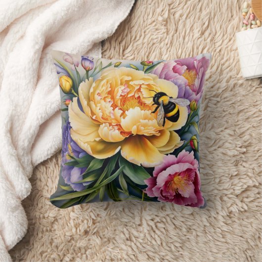 カスタム花とミツバチの装飾用クッション設計 クッション (ブランケット)