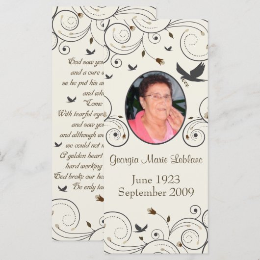 カスタム花と渦巻きメモリカーク詩 (正面/裏面)