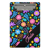 カスタム花の模様 |モノグモダンラムカラフル ミニクリップボード (正面)