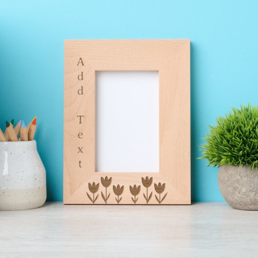 カスタム花を彫った木枠 レーザー彫刻フレーム (正面)