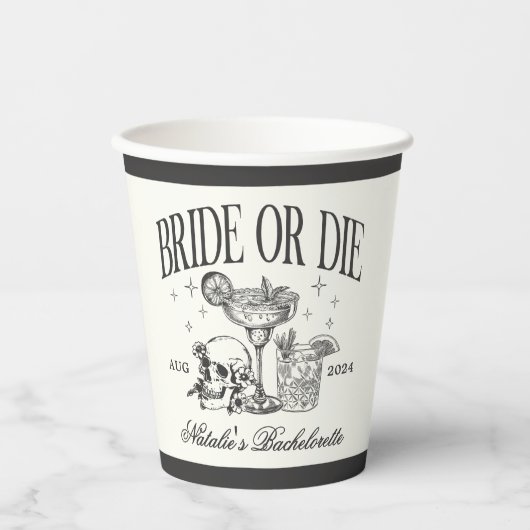 カスタム花嫁またはダイバチェロレッテカクテルパーティー 紙コップ (正面)