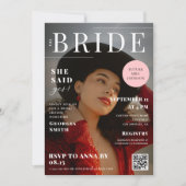 カスタム花嫁フォトマガジンカバーブライダルシャワー 招待状 (正面)