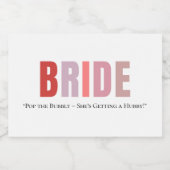 カスタム花嫁ワインラベル | ピンク・モノグラム スパークリングワインラベル (シングルラベル)