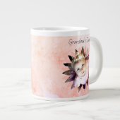 カスタム花形フォトパステル水彩 ジャンボコーヒーマグカップ (正面右)