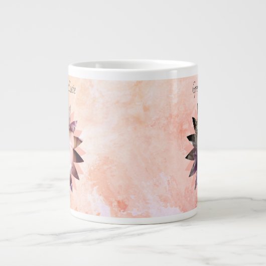 カスタム花形フォトパステル水彩 ジャンボコーヒーマグカップ (正面)
