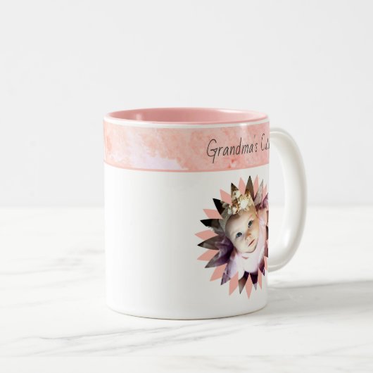 カスタム花形フォトパステル水彩 ツートーンマグカップ (正面右)