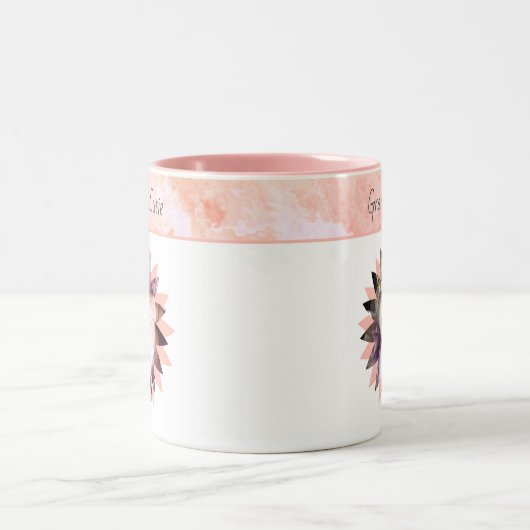 カスタム花形フォトパステル水彩 ツートーンマグカップ (中央)