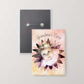 カスタム花形フォトパステル水彩 缶バッジ (正面/裏面)