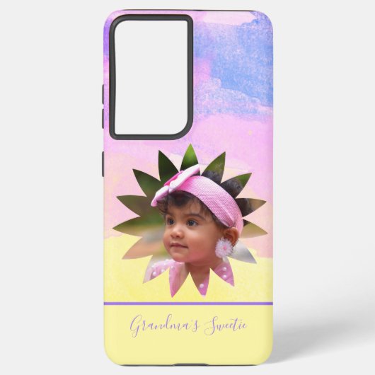 カスタム花形フォトパステル水彩 SAMSUNG GALAXYケース (裏面)