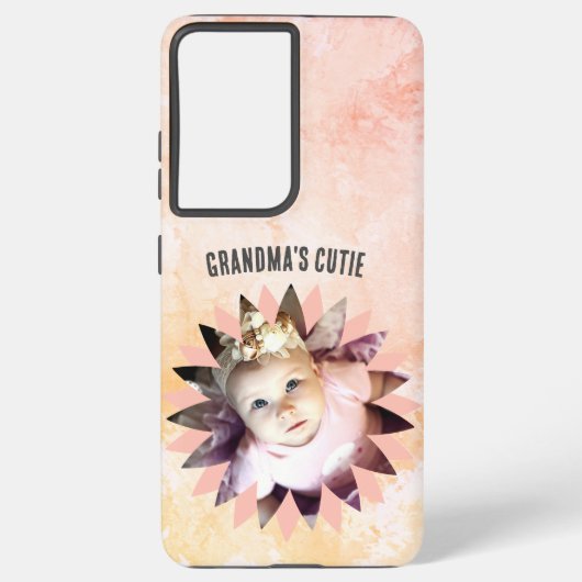 カスタム花形フォトピンクパステル水彩画 SAMSUNG GALAXYケース (裏面)