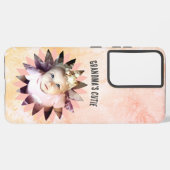 カスタム花形フォトピンクパステル水彩画 SAMSUNG GALAXYケース (左側面)