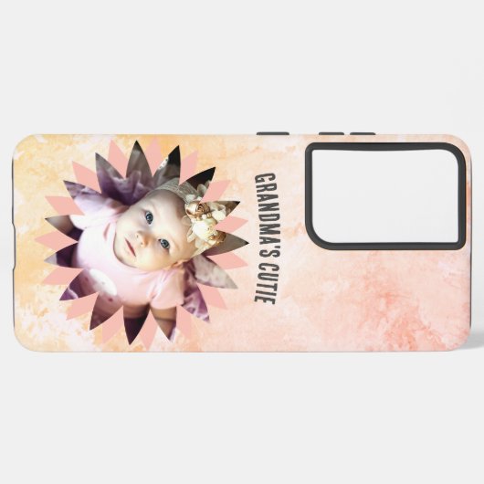 カスタム花形フォトピンクパステル水彩画 SAMSUNG GALAXYケース (左側面)