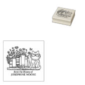 カスタム花本棚猫 ラバースタンプ (押印)