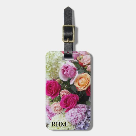 カスタム花束夏花バラモノグラム ラゲッジタグ (正面縦)