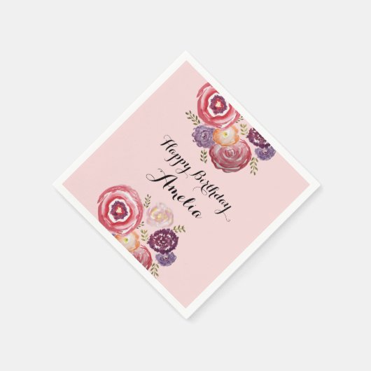 カスタム花絵を描模様紙ナプキン スタンダードカクテルナプキン (角)
