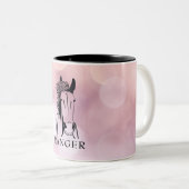 カスタム芸術的馬オンピンクマグカップ ツートーンマグカップ (正面右)