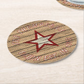 カスタム茶色の風化したバリ木の厚板パターン ラウンドペーパーコースター (アングル)