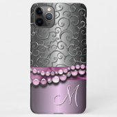 カスタム華美アンティークフェイク銀渦巻模様 iPhoneケース (裏面)