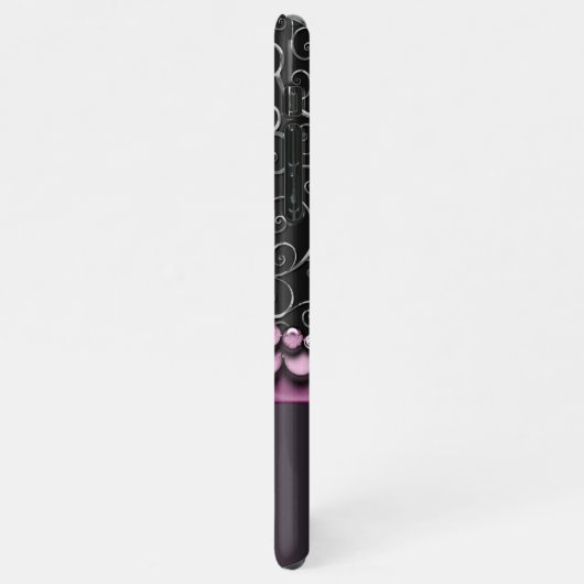 カスタム華美アンティークフェイク銀渦巻模様 iPhoneケース (左側)