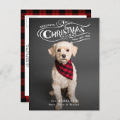 カスタム華美クリスマスタイポグラフィペット写真 シーズンポストカード (正面/裏面)
