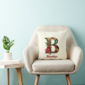 カスタム華美モノグラムBクリスマスアイボリー クッション (椅子)