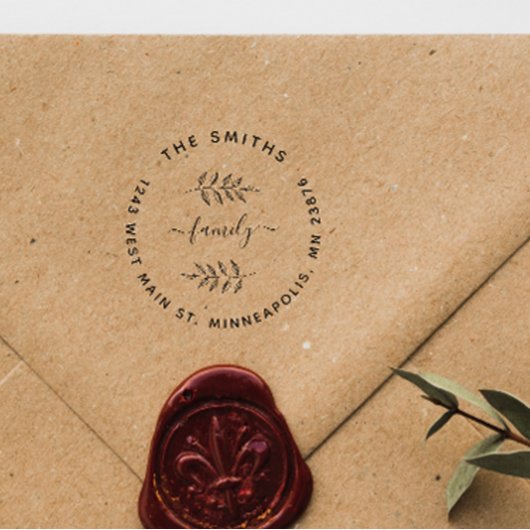 カスタム葉エレガントカスタム差出人住所 ラバースタンプ