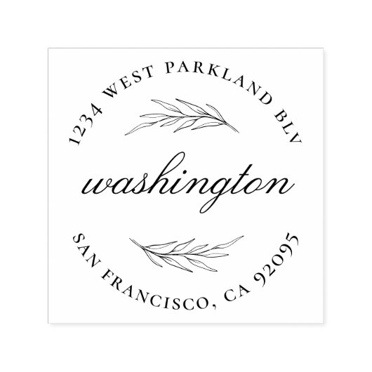 カスタム葉ラウンドファミリー名差出人住所 セルフインキングスタンプ (デザイン)