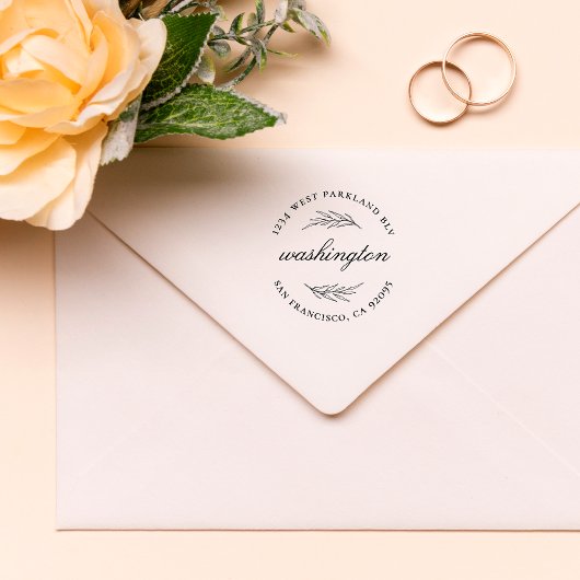 カスタム葉ラウンドファミリー名差出人住所 セルフインキングスタンプ