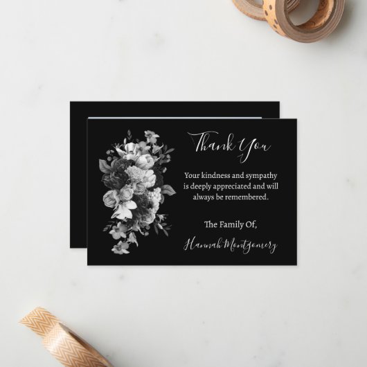 カスタム葬儀悔やみや弔慰写真サンキューカード ノートカード (正面/裏面インサイチュ)
