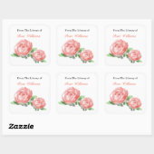 カスタム蔵書票-バラ水彩 スクエアシール (シート)