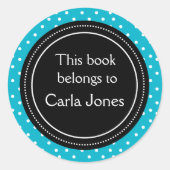 カスタム蔵書票 |青の白い点 ラウンドシール (正面)