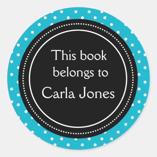 カスタム蔵書票 |青の白い点 ラウンドシール (正面)