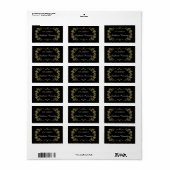 カスタム蔵書票 |黒の金ゴールドフローラフレーム ラベル (フルシート)