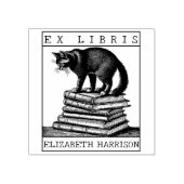 カスタム蔵書票Ex Librisヴィンテージ猫本 ラバースタンプ (インプリント)