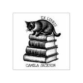 カスタム蔵書票Ex Librisヴィンテージ猫本 ラバースタンプ (インプリント)