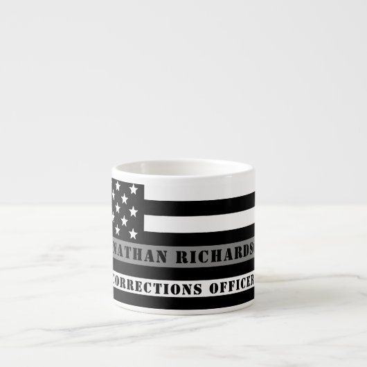 カスタム薄いグレー線の修正オフィサーのギフト エスプレッソカップ (正面)