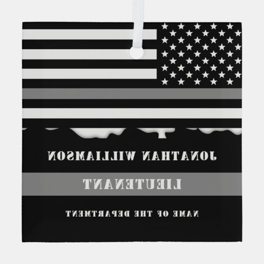 カスタム薄いグレー線の修正オフィサーのギフト ガラスオーナメント (裏面)