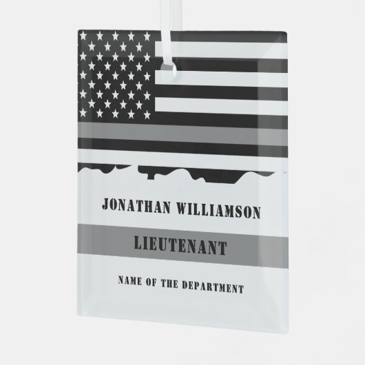 カスタム薄いグレー線の修正オフィサーのギフト ガラスオーナメント (正面左)