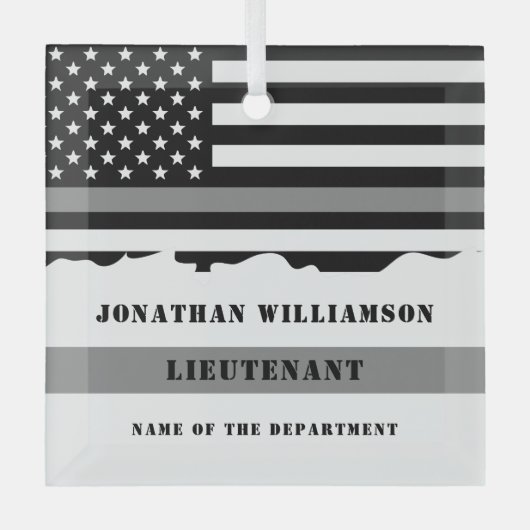 カスタム薄いグレー線の修正オフィサーのギフト ガラスオーナメント (正面)