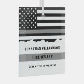 カスタム薄いグレー線の修正オフィサーのギフト ガラスオーナメント (正面右)