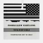 カスタム薄いグレー線の修正オフィサーのギフト ガラスオーナメント (裏面)