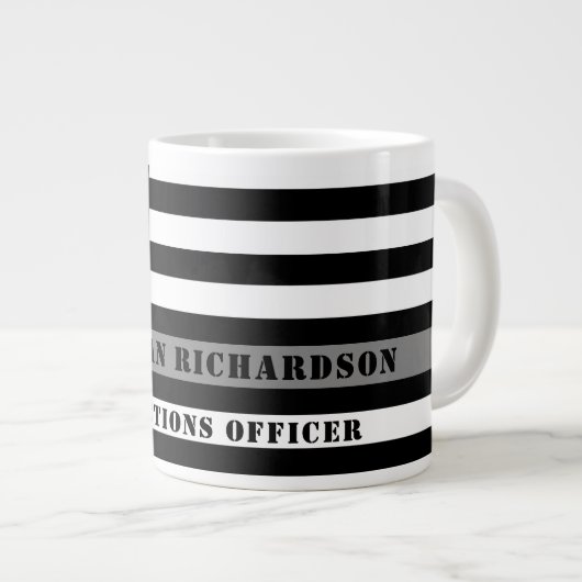 カスタム薄いグレー線の修正オフィサーのギフト ジャンボコーヒーマグカップ (正面右)