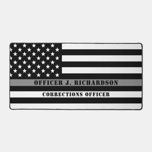 カスタム薄いグレー線の修正オフィサーのギフト デスクマット (正面)