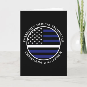 カスタム薄いホワイトラインUSA国旗EMS EMT カード